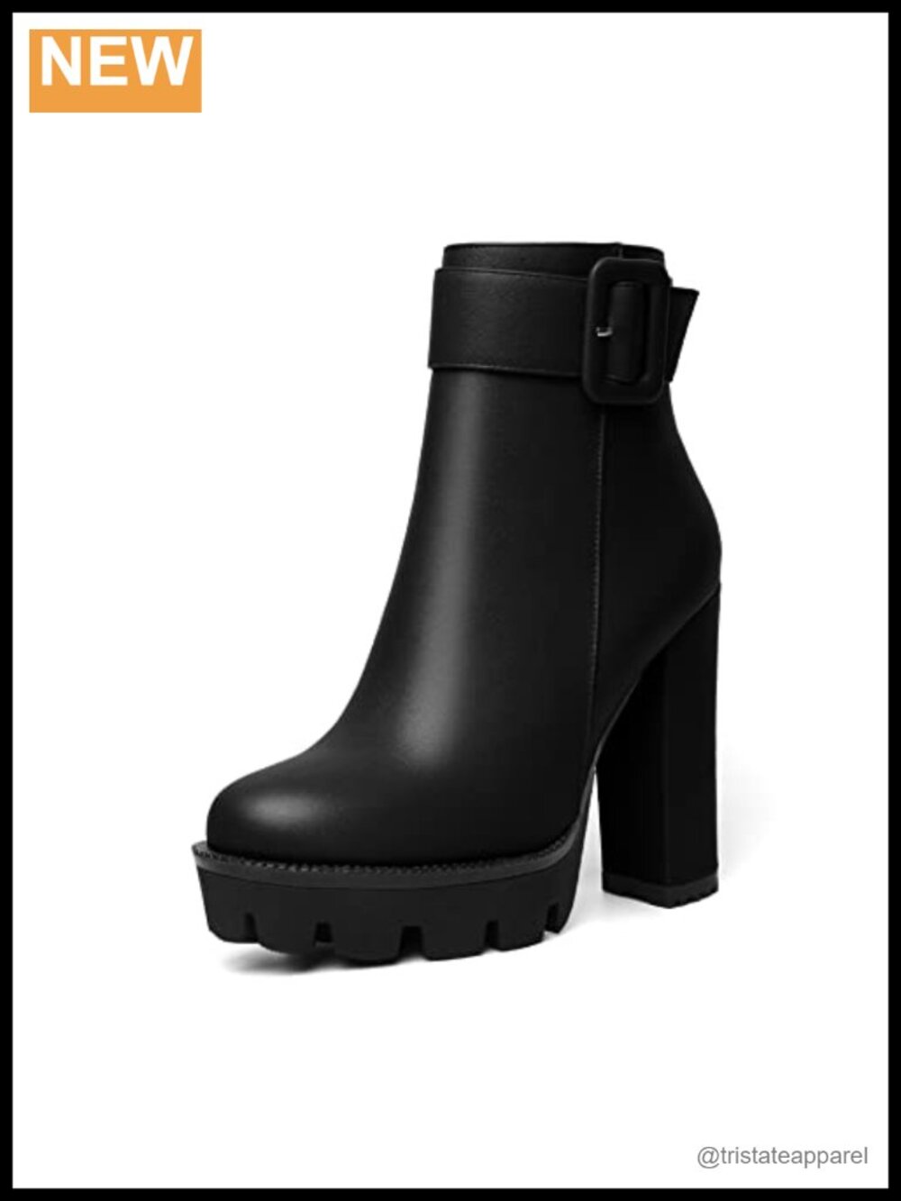 Women's Platform Ankle Boots Chunky Heel Faux Leather Lace Up Zip